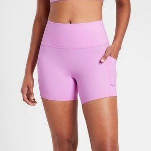 Athleta Salutation Stash 5” Biker Short in Opaque Lilac w/ Pockets - 1X